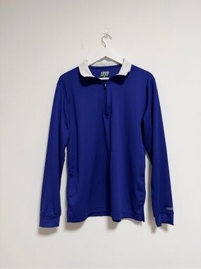 Izod Blue Quarter-Zip Pullover with White Collar